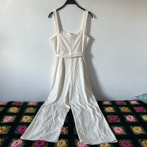 Zara Ivory high waisted w belt ankle jumpsuit - Picture 7 of 13
